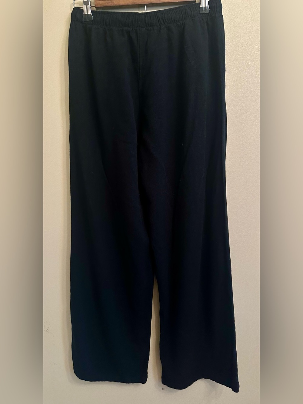 Stradivarius Black Linen Blend Tie Waist Pants Size Medium 1116 - Picture 3 of 6